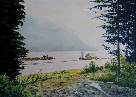 Logs Under Tow, Ecstall River, British Columbia